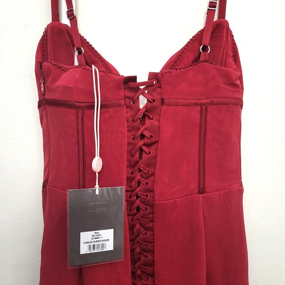 House of CB NWT Red Romy Mesh Corset Bodycon Maxi Dress SMALL REG CUP - Picture 10 of 12